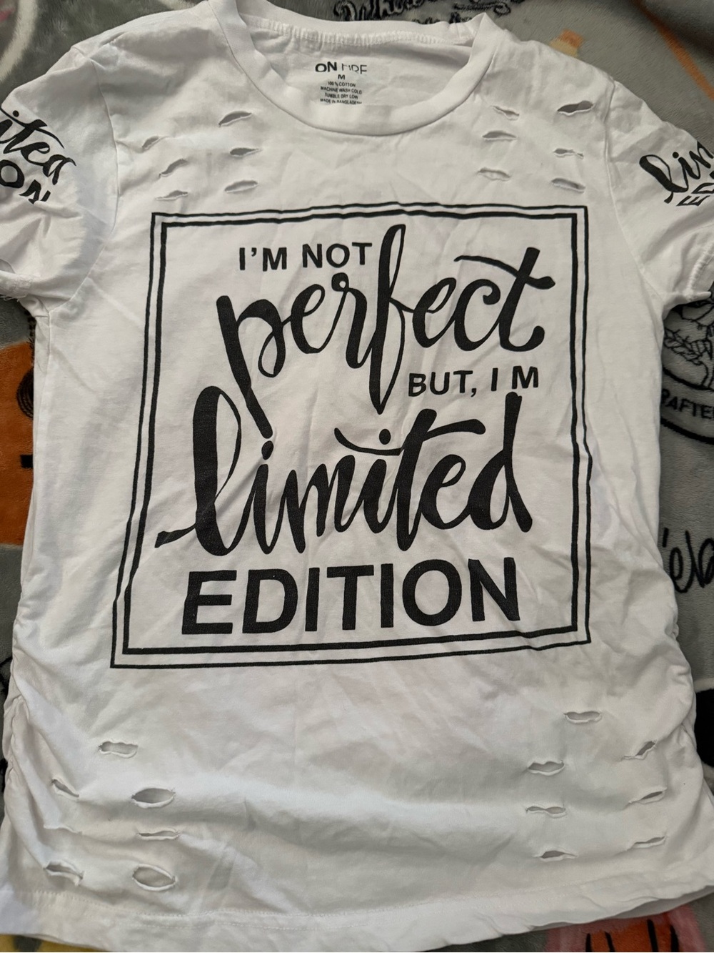 On Fire White Short-Sleeve Graphic Tee with Black Print